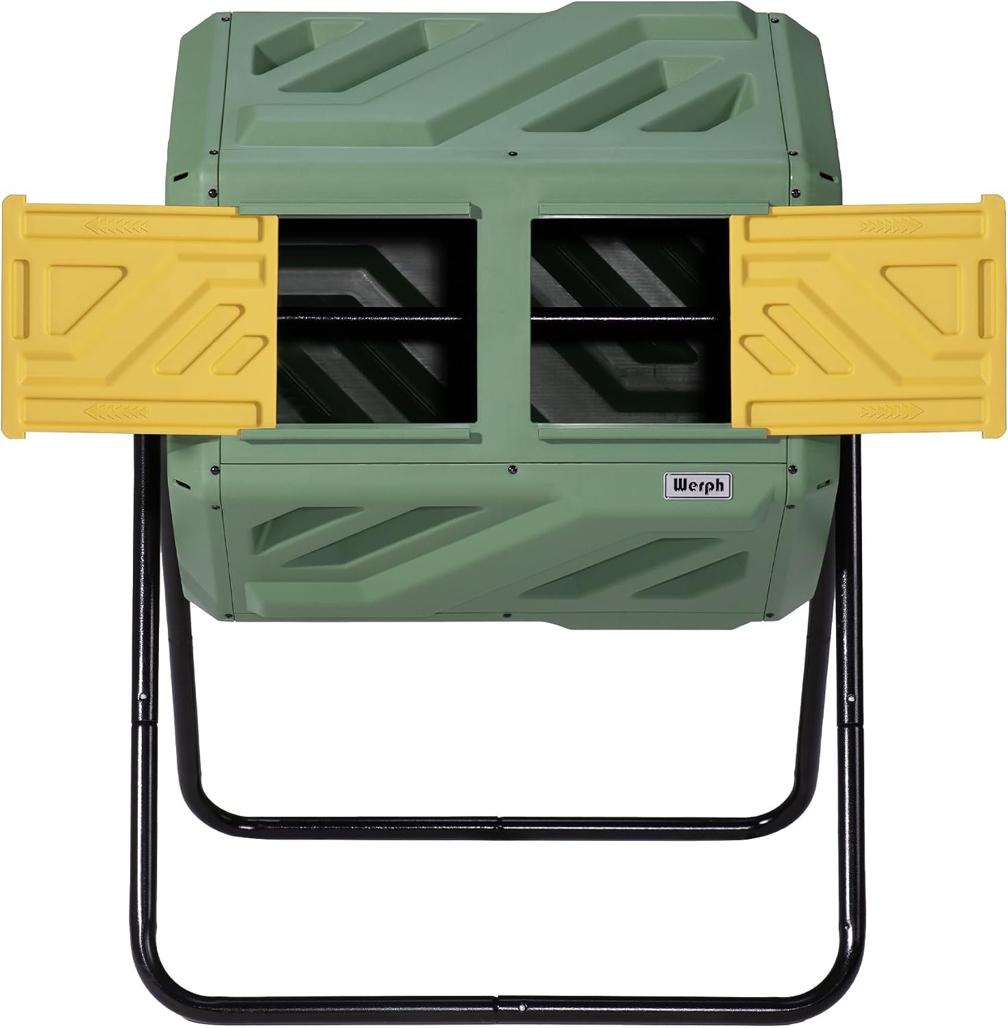 Werph 43 Gal Outdoor Compost Bin for Garden & Kitchen Waste, Grass Green | Fast Assembly, Dual Chamber with Aeration System, 360° Rotating, Tumbling Composting Bin for Kitchen, Garden, Yard