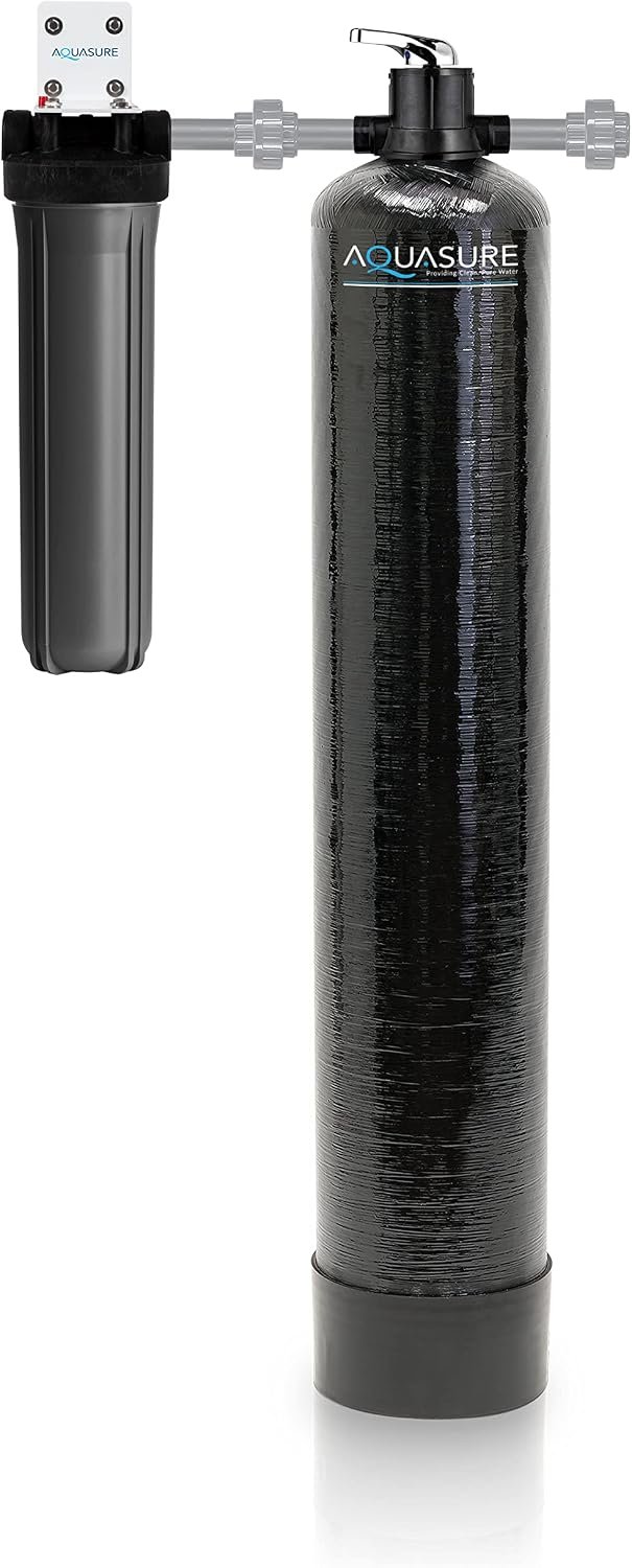 Aquasure Fortitude Pro Series High Performance Whole House 1.5 CF KDF/GAC Mix Media Water Treatment System with 20″ Pleated Sediment Water Filter