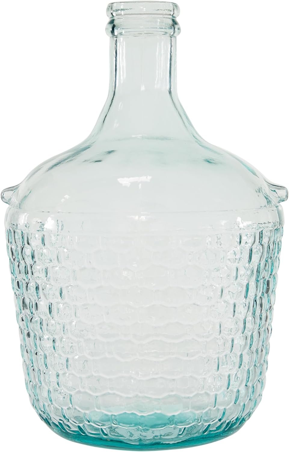 Deco 79 Recycled Glass Decorative Vase Spanish Bottle Centerpiece Vase with Bubble Texture, Flower Vase for Home Decoration 10″ x 10″ x 17″, Blue