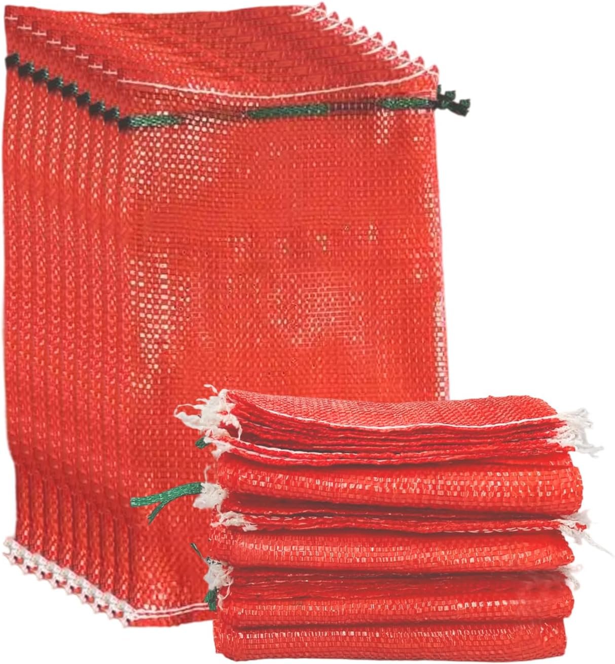 10 Pack Mesh Onion Bags with Drawstring 11″×18″ 10LB for Onions Vegetables | Reusable Vegetable Produce Bags Breathable Edge Seam Reinforcement for Crawfish Citrus Firewood