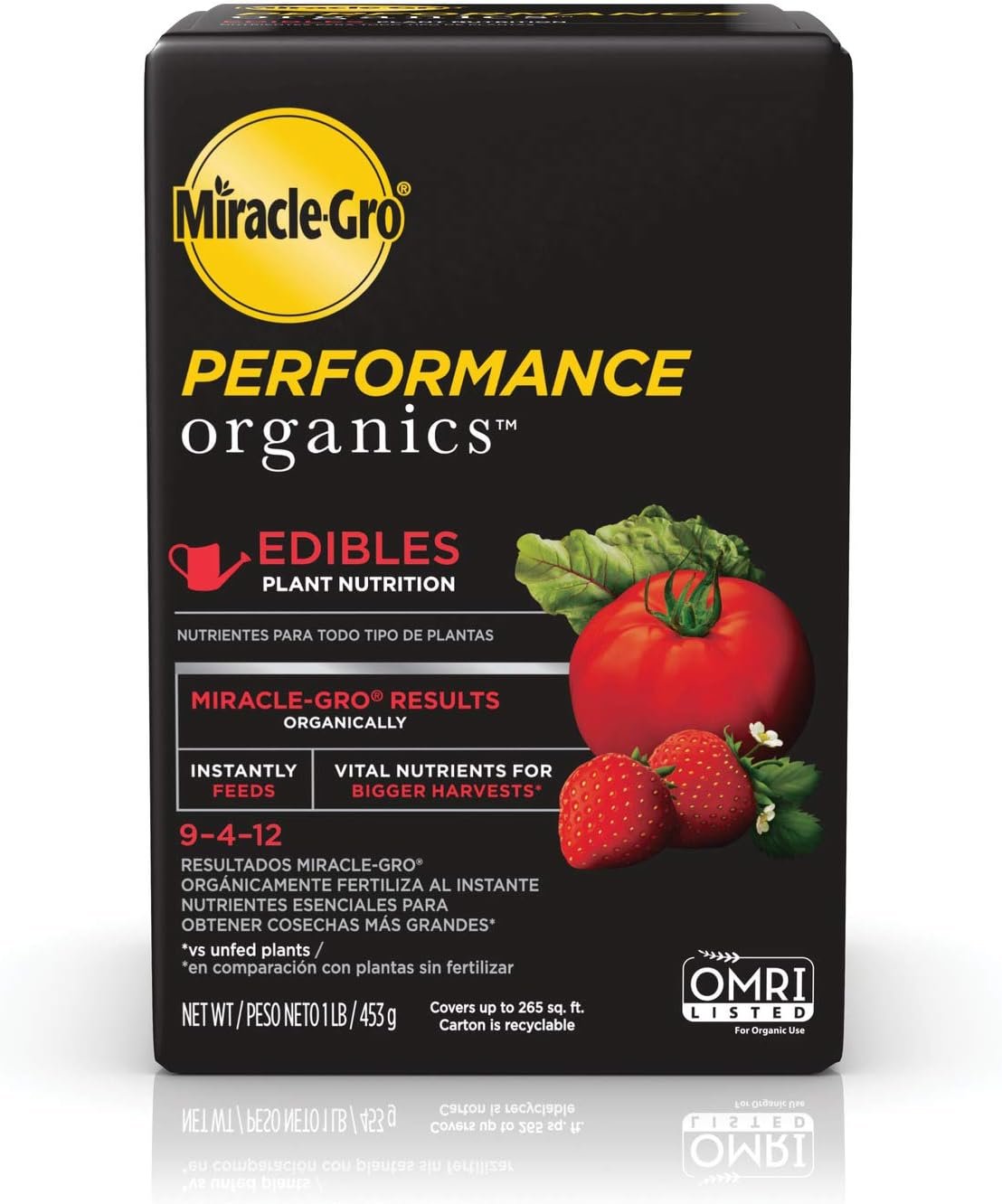 Miracle-Gro Performance Organics Edibles Plant Nutrition – Organic Plant Food Feeds Instantly, for Tomatoes, Vegetables, Herbs and Fruits, Promotes a Bountiful Harvest, 1 lb.