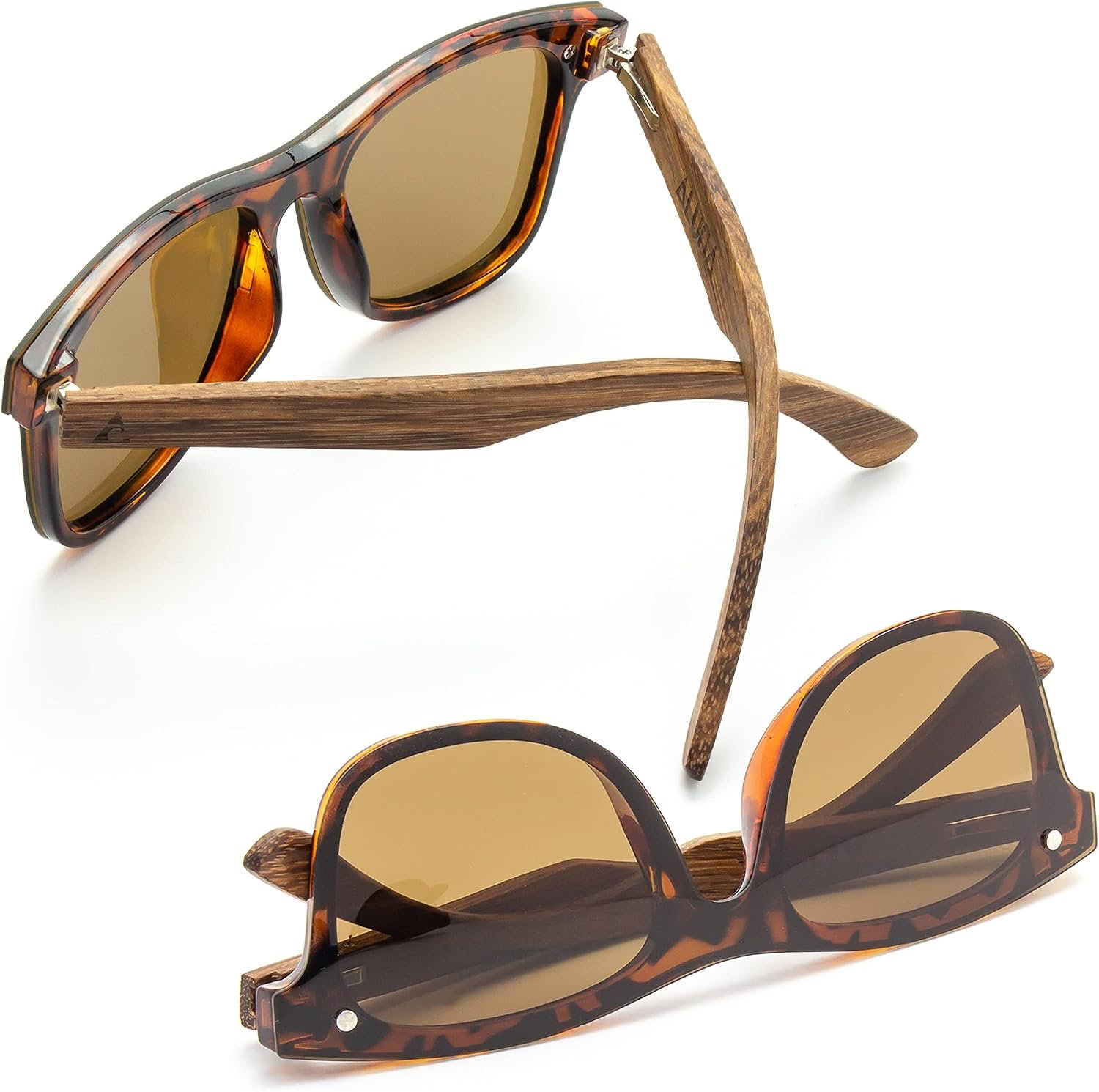 Aluna – Wood and Bamboo Sunglasses For Men and Women, Modern Polarized Wayfarer, Plastic Framed Wooden Glasses