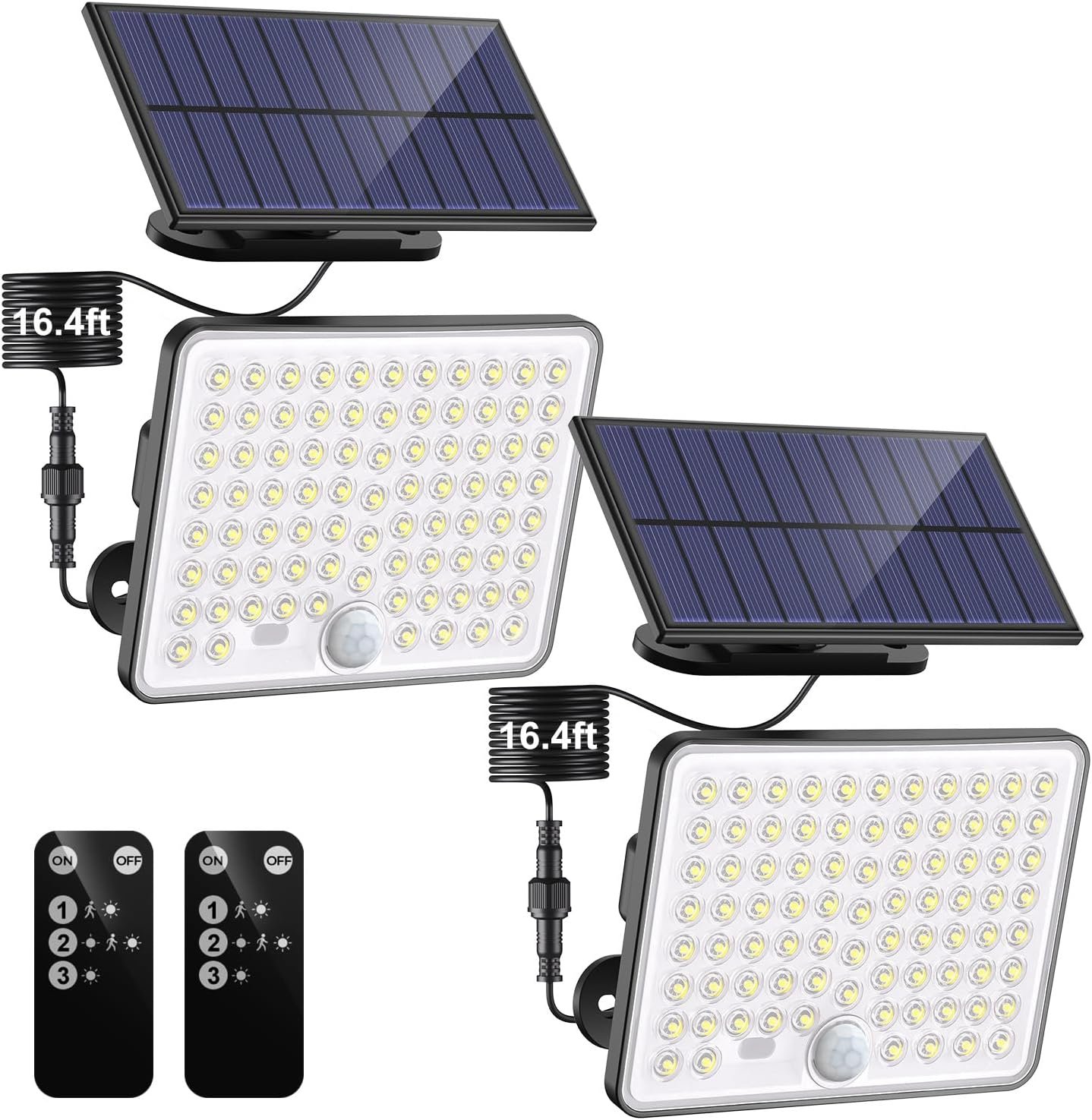 nipify Solar Lights Outdoor,3 Modes Solar Flood Lights Outdoor with Remote Control,IP65 Waterproof Solar Security Lights, 16ft Cable Solar Motion Lights for Outside Yard Garage Garden Dusk to Dawn