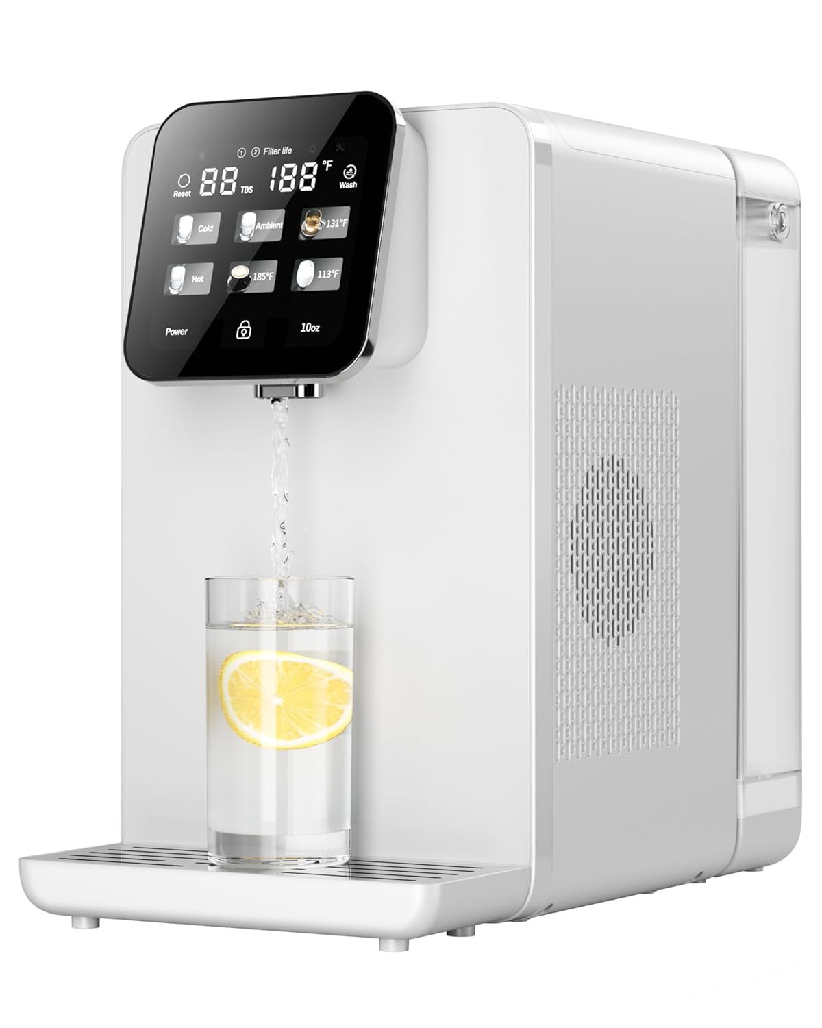 HBN Hot & Cold Countertop Reverse Osmosis Water Filter System, 6 Temp Options, Dual Filters PAC+ROC, Touch Control, for Home Kitchen or Office Use