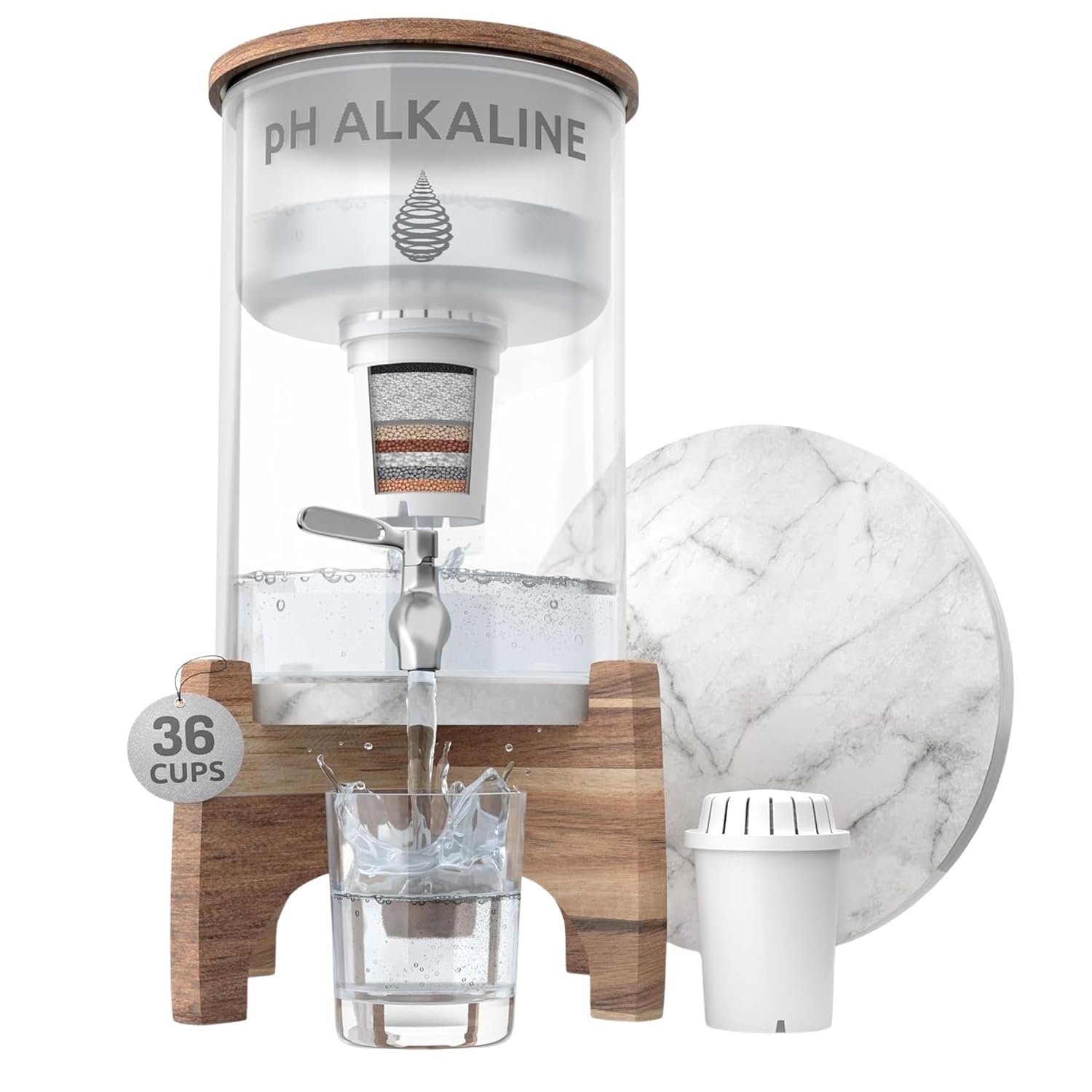 Invigorated Water pH Recharge Glass Alkaline Water Filter Dispenser System