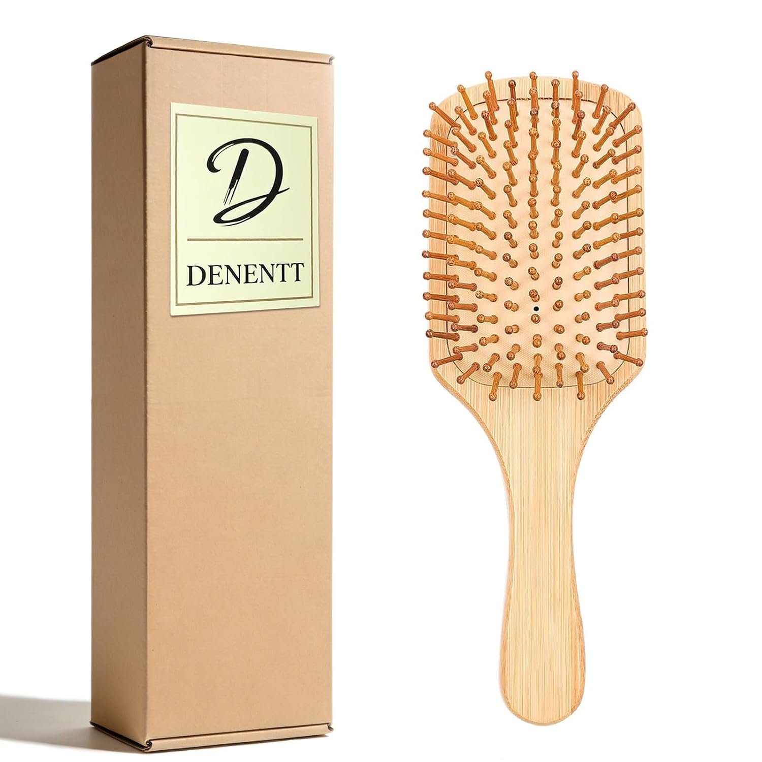 Bamboo Hair Brush for Hair Growth – Soft Bamboo Bristle Scalp Massager | Detangler Paddle Brush for Curly, Thick, Thin & Dry Hair, Natural Wooden Hairbrush, Ideal Gift for Women (Square/Oval)