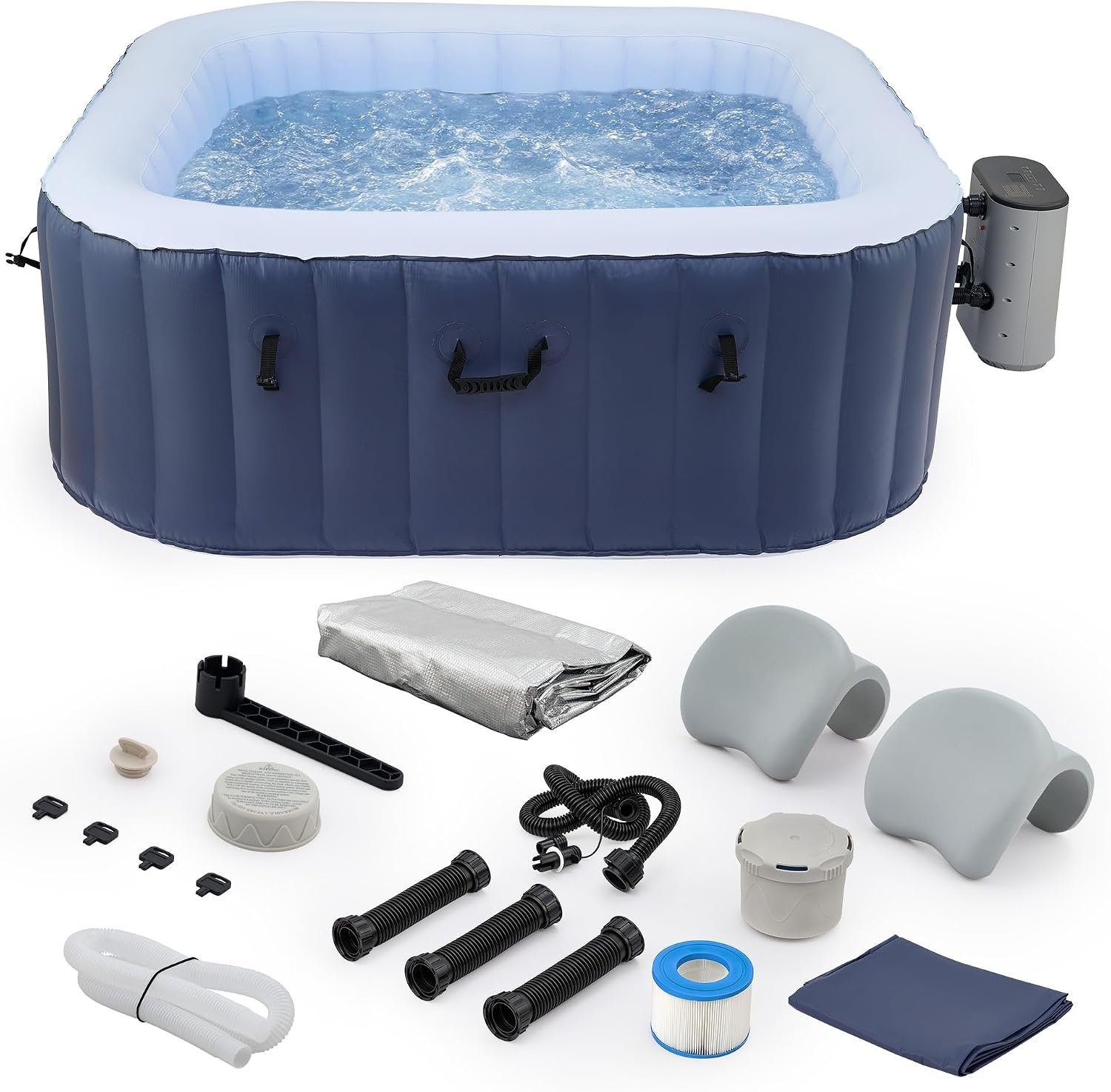CO-Z 6ft Inflatable Hot Tub, 4-Person Outdoor Spa with 94 Air Jets & Heater