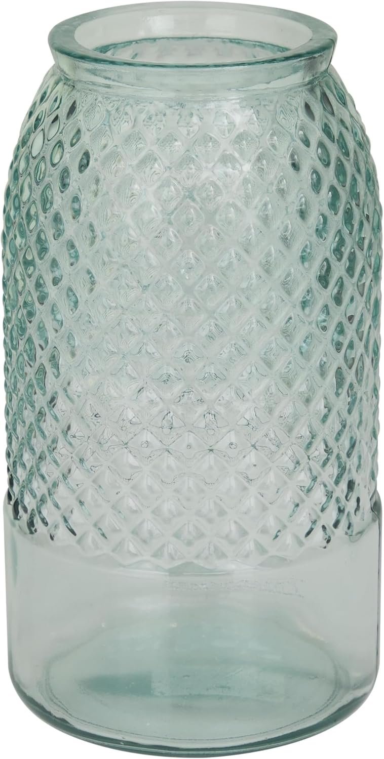 Deco 79 Recycled Glass Decorative Vase Spanish Decorative Container, Decorative Keepsake Box 6″ x 6″ x 11″, Blue
