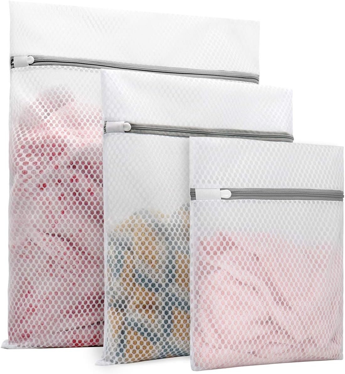 Muchfun 3Pcs Durable Honeycomb Mesh Laundry Bags for Delicates | (1Large, 1Medium, 1Small)