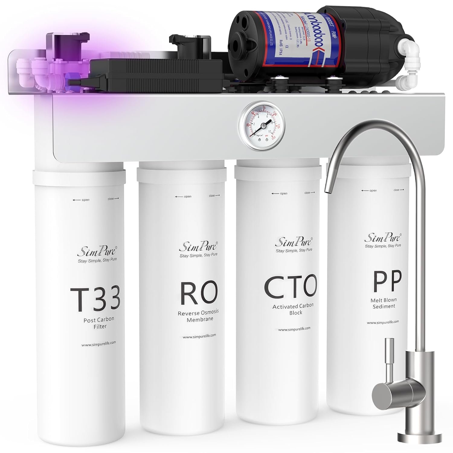 SimPure T1-400 Tankless Reverse Osmosis Water Filter System 400 GPD