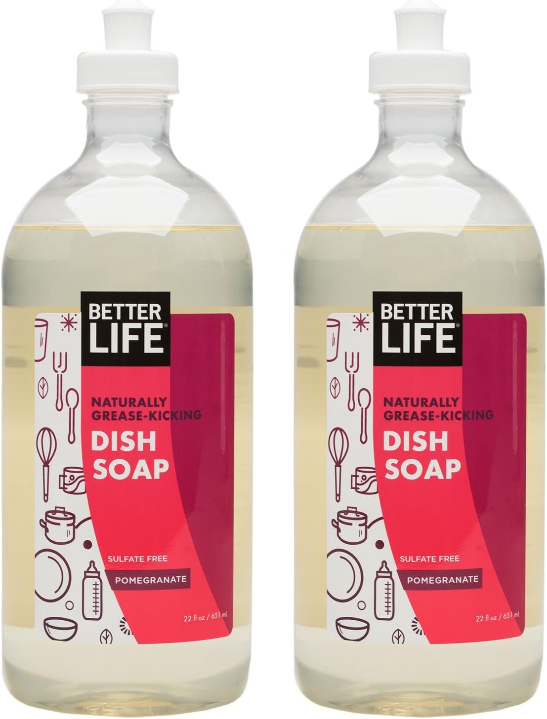 Better Life Dish Soap – Liquid Dishwashing Soap with Vitamin E and Aloe for Home & Kitchen Sink – No Gloves Required Kitchen Soap for Sensitive Skin – 22oz (Pack of 2) Currant and Citrus