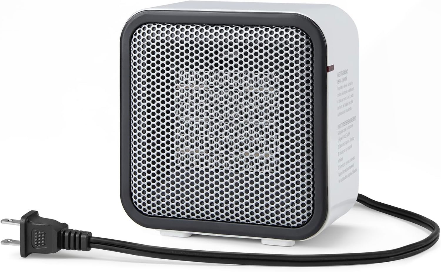 Amazon Basics Ceramic Space Heater, Portable Mini Heater for Office Desk, 500W, With Tip-Over Protection, Lightweight 1.4 lbs, White, 5.9″D x 3.2″W x 6″H