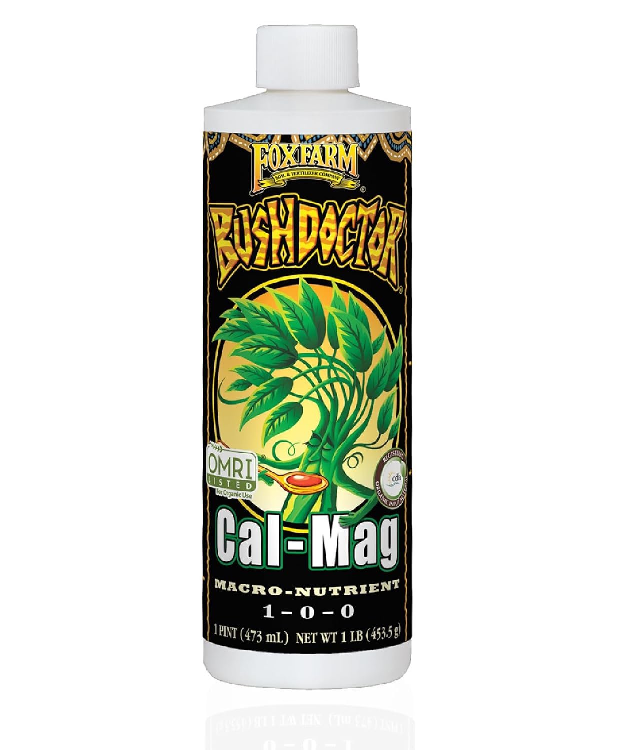 FoxFarm Bush Doctor Cal Mag for Plants -OMRI Listed for Organic Gardening – 1-0-0, 3% Calcium, 0.9% Magnesium – 1-Pint