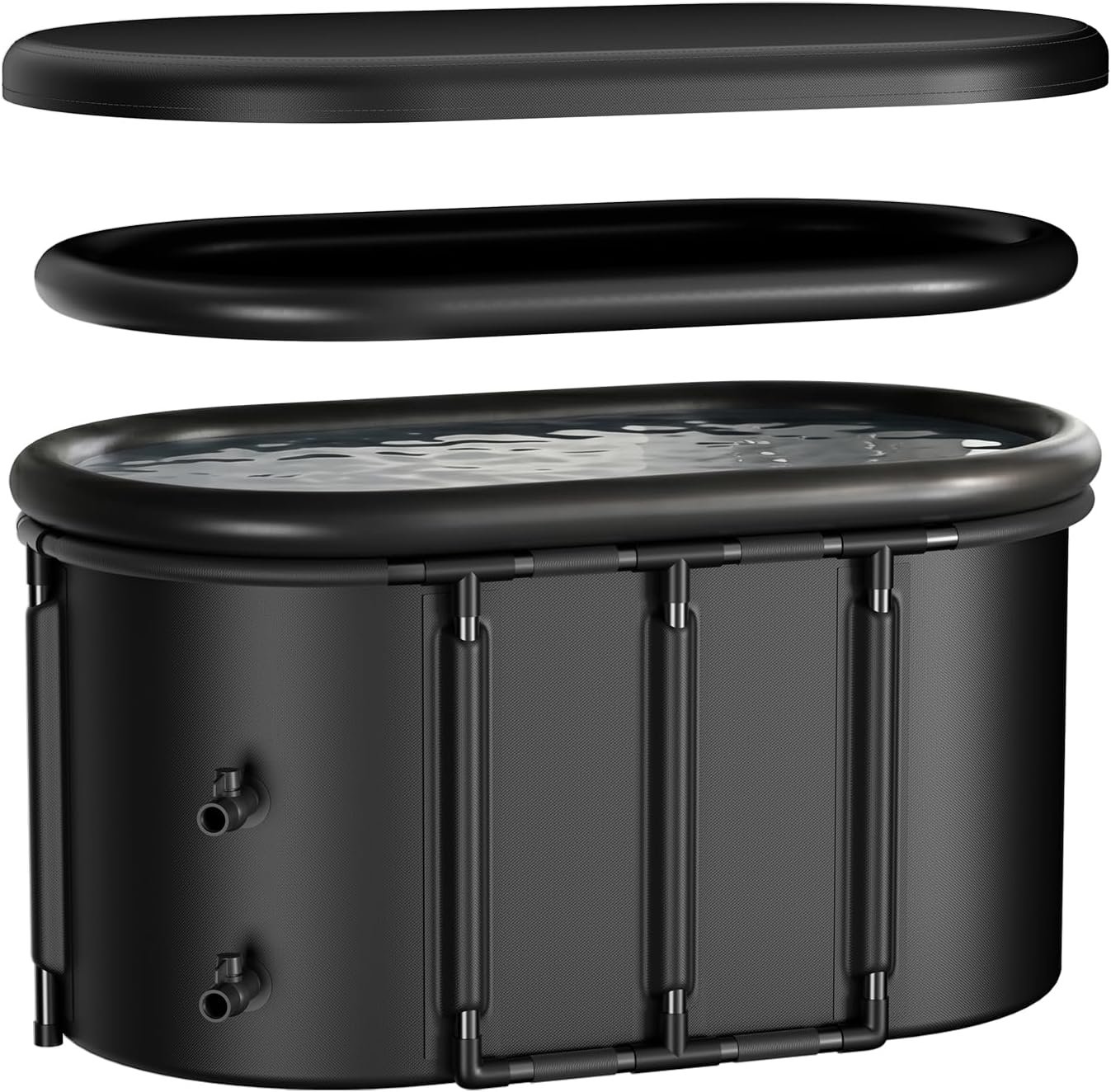 XXL 148 Gal Ice Bath Tub for Cold Plunge – Inflatable Ice Pod with Insulated Lid, Dual Valves, Chiller Compatible Cold Plunge Tub for Indoor & Outdoor Recovery