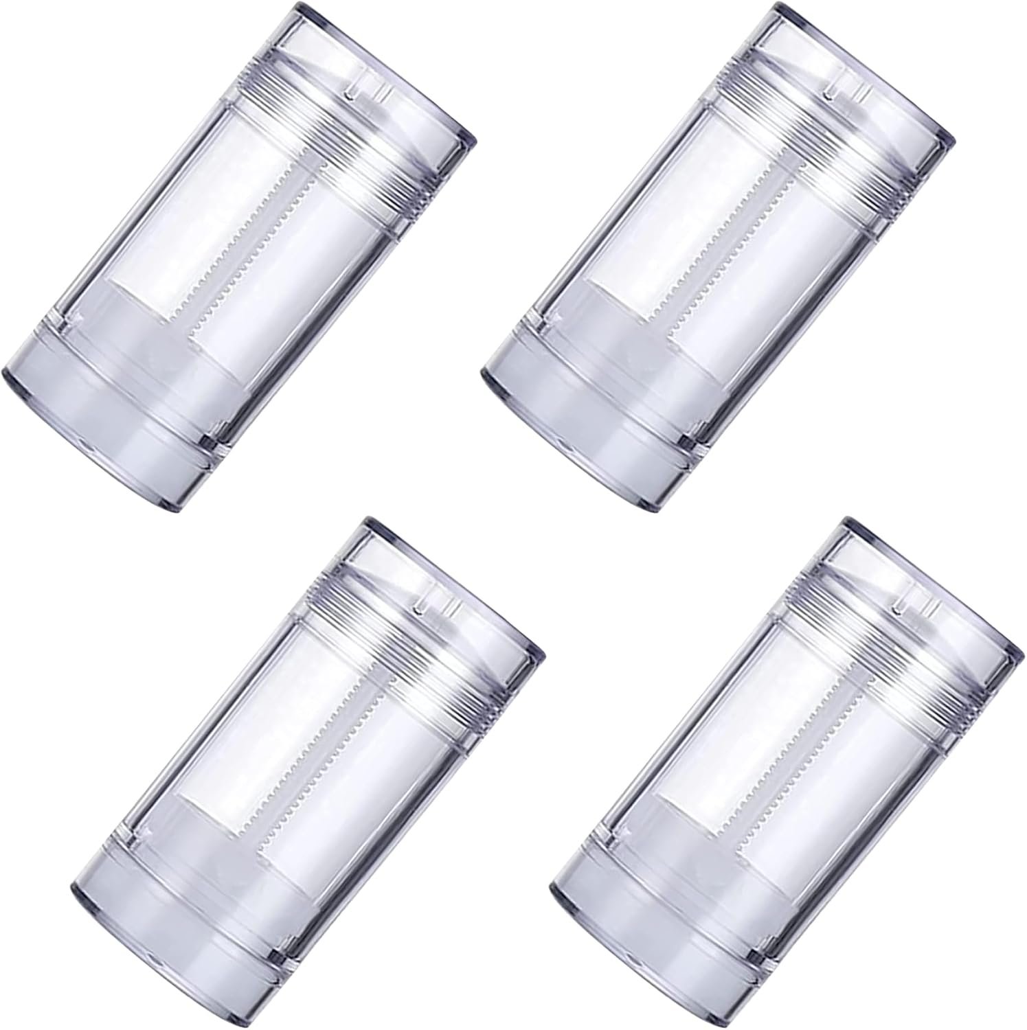 4 Pack 75ml/2.5oz Clear Deodorant Containers Empty Plastic Twist Up Filling Stick Tube Bottom-Fill Deodorant Bottles Refillable Lip Balm Tube for DIY Cosmetic Lotion Bar Sunscreen Lip Balm Crayon
