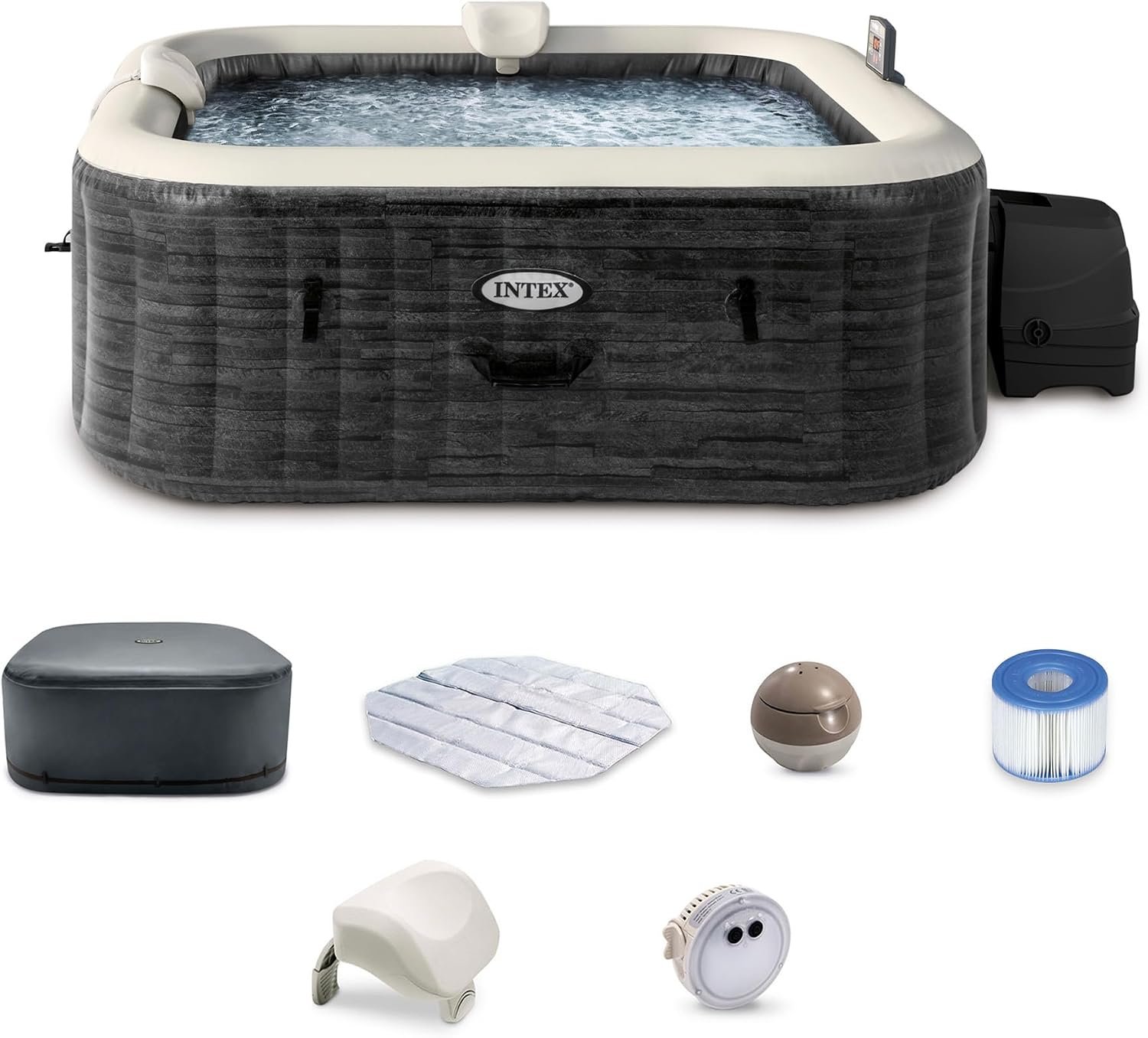 INTEX PureSpa 4 Person Inflatable Hot Tub with Energy-Efficient Spa Cover