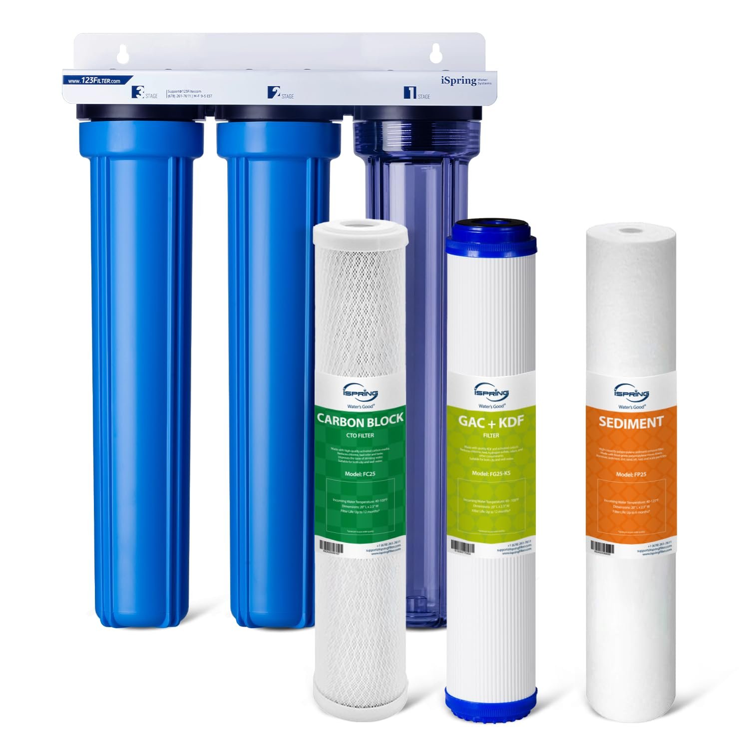 iSpring Heavy Metals Whole House Water Filter System w/Clear Housing