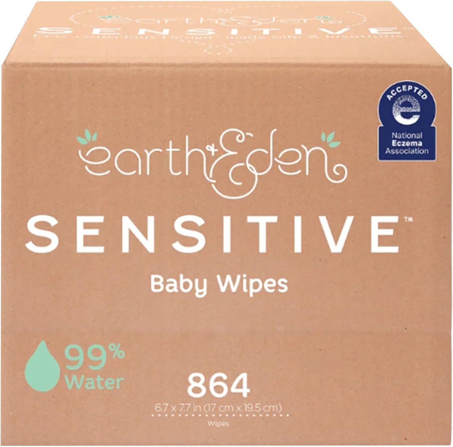 Earth & Eden Sensitive Baby Wipes, Gentle on Skin, 6.7 x 7.7 in, 864 ct | Eco-Conscious, Hypoallergenic, No Harsh Chemicals, Dermatologically Approved