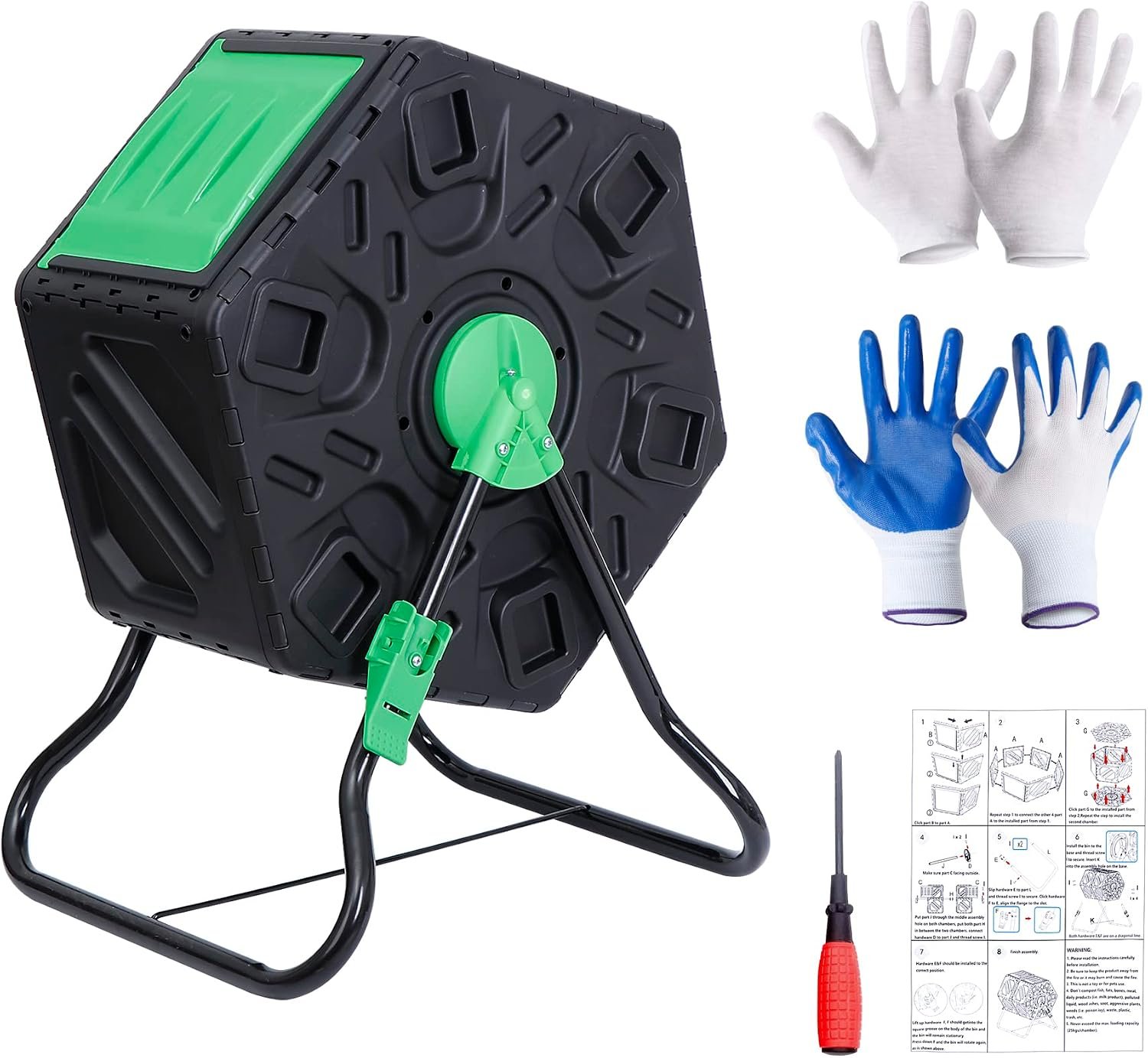 18.5 Gallon Compact Single Room Outdoor Garden BPA Free Compost Tumbler-All Season-Heavy Duty Composter