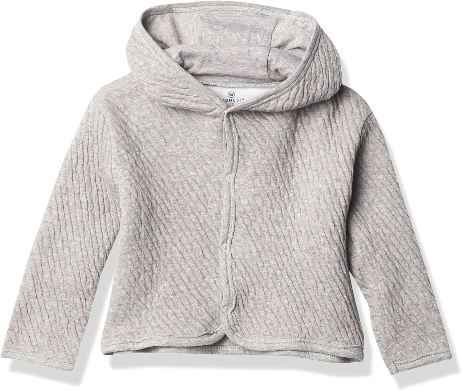 HonestBaby Matelasse Snap-Front Hooded Jacket Organic Cotton for Infant Unisex Baby Boys & Girls