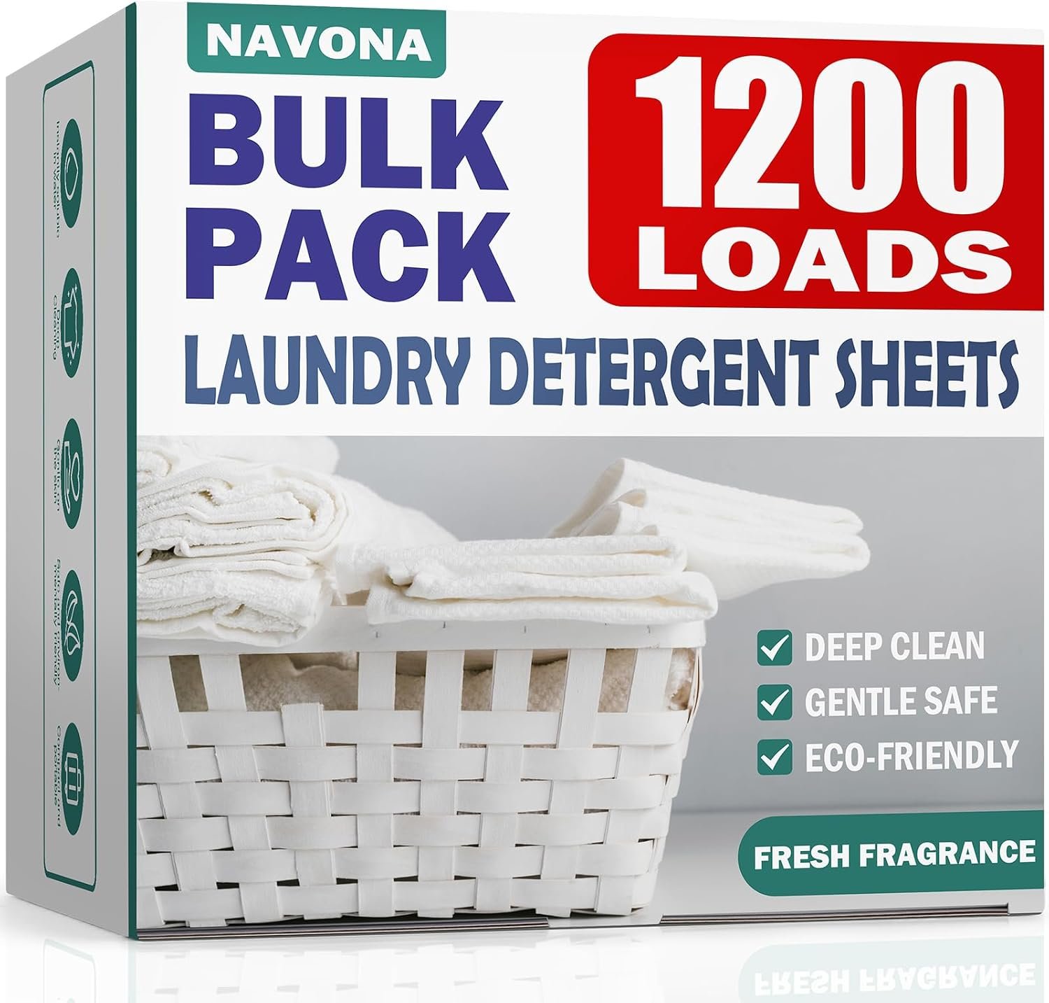 1200 Loads Laundry Detergent Sheets, Eco-friendly Laundry Sheets, Powerful Cleaning, Suitable for Homes, Dorms, and Apartments – [Fresh Scent]