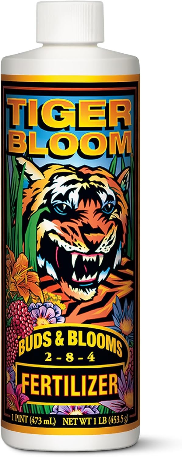 FoxFarm Tiger Bloom Liquid Plant Food – Phosphorus Fertilizer for Buds, Blooms & Flowering – Supports Soil & Hydroponic Systems – High Micronutrient Formula with 2-8-4 Nutrient Ratio – 1 Pint