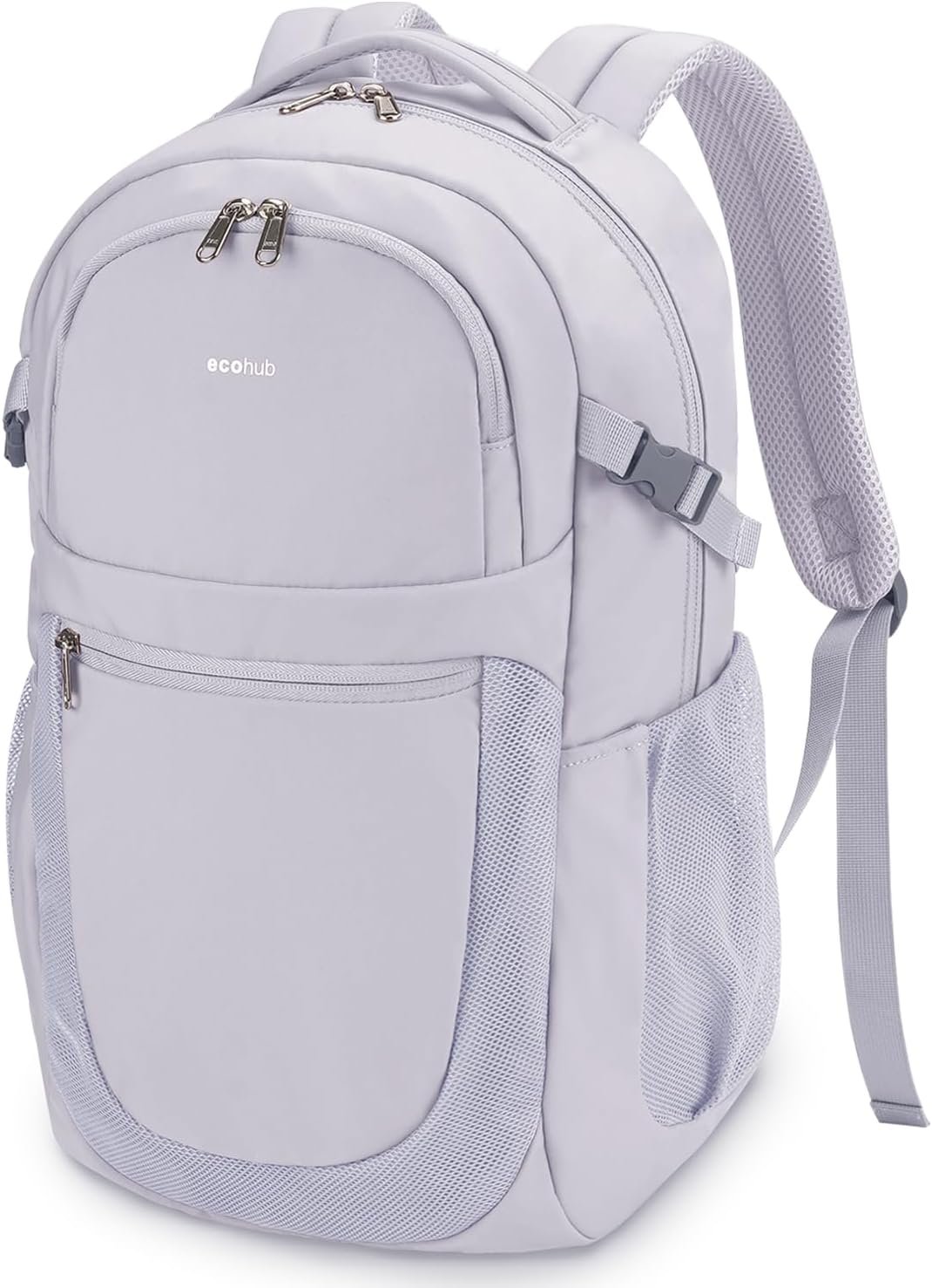 ECOHUB Travel Backpack for Women, 17.3 inch Suspended Laptop Backpack, Fashion Water-Resistant 28L Personal Item Bag with 12 Pockets for Causal, Work, Grey