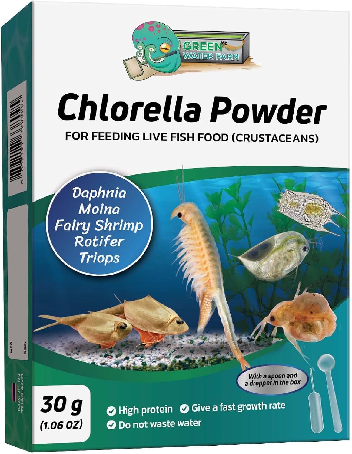 GreenWaterFarm Concentrated Chlorella Powder for Feeding Crustaceans – Daphnia, Moina, Rotifer, Fairy Shrimp, and Other Live Fish Food