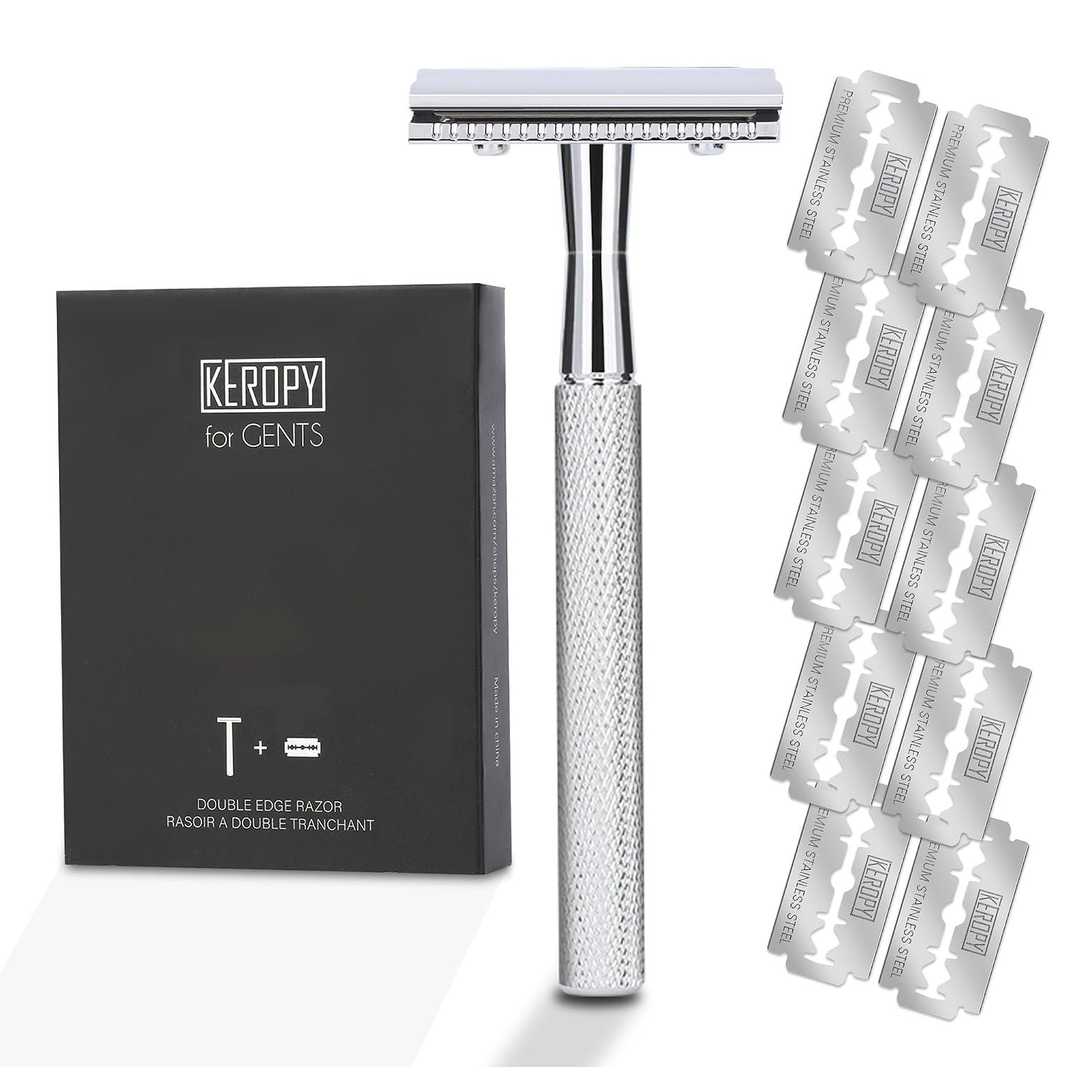 KEROPY Single Blade Safety Razor for Men | 10 Premium Stainless Steel Blades, One-Time Buy Lifetime Use, No Charging Needed, Zero Battery Anxiety