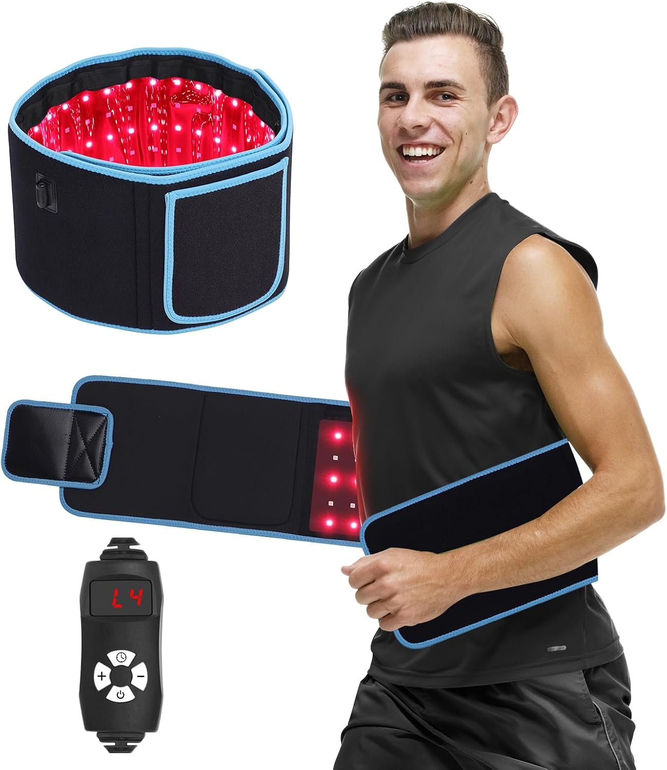 Red & Infrared Light Therapy Belt for Pain Relief Flexible Wearable Wrap Deep Therapy Pad with Timer for Back Shoulder Joints Muscle Pain
