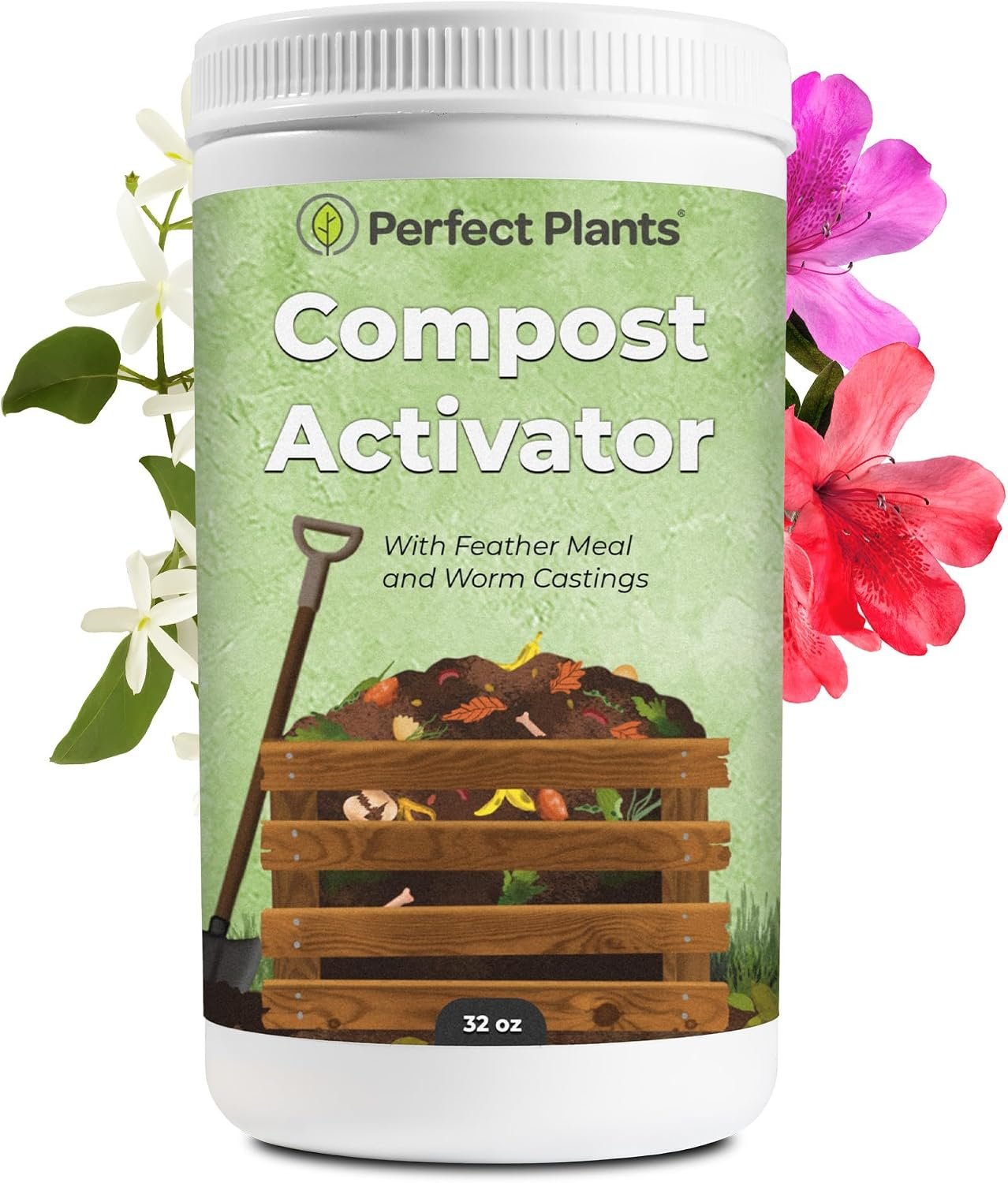 Perfect Plants Compost Activator, 32 oz, Organic Starter Accelerator Powder | Blend of blood meal, worm castings and kelp jump-starts microbes, sprinkle onto each layer, works in tumblers and bins