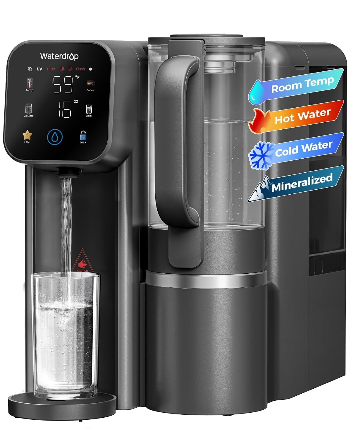 Waterdrop M6CG Hot & Cold Reverse Osmosis System Countertop, Mineral Added