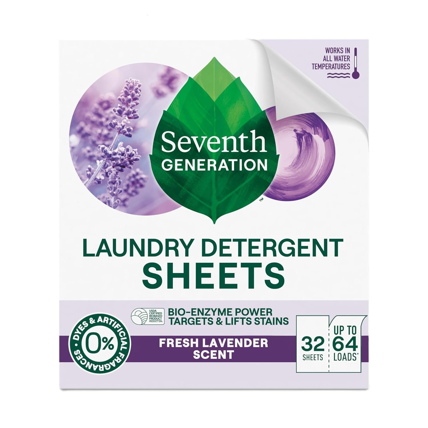 Seventh Generation Lavender Laundry Sheets, 32 CT