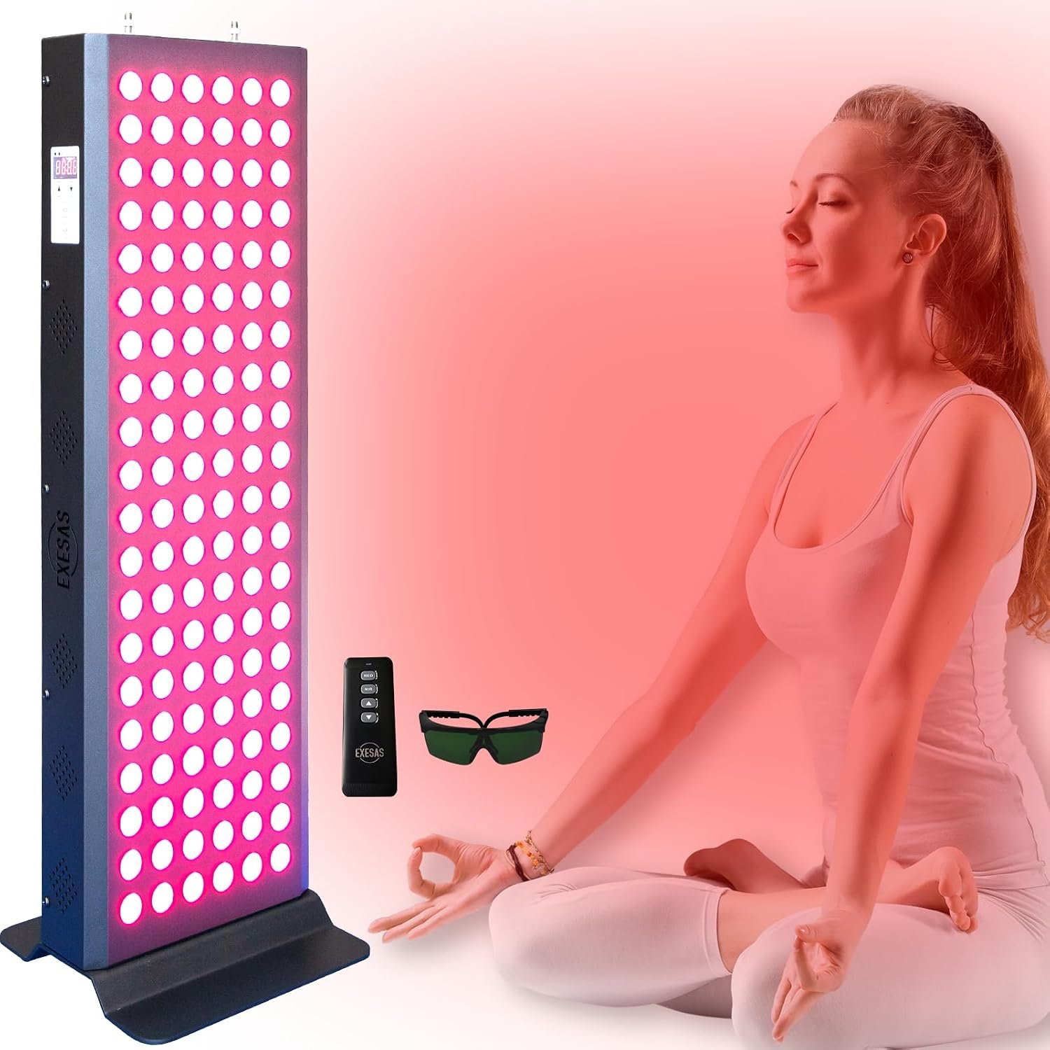 EXESAS Red Light Therapy Device for Full Body, 630nm, 660nm, 810nm & 850nm, Near Infrared Dual-Chip Clinical Grade LED Panel for Smooth Skin, Weight, Pain and Overall Wellness (120LED)