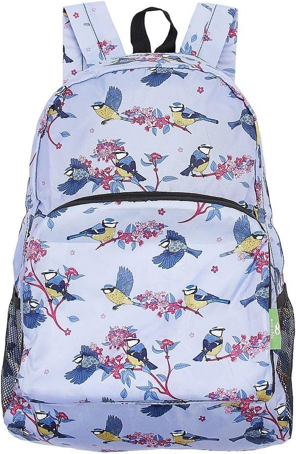 ECO CHIC Hiking Lightweight Packable Backpack – Foldable Daypack for Travel & Hiking & Outdoor Adventures – Waterproof Backpack from Recycled Materials (Blue Tits Lilac)