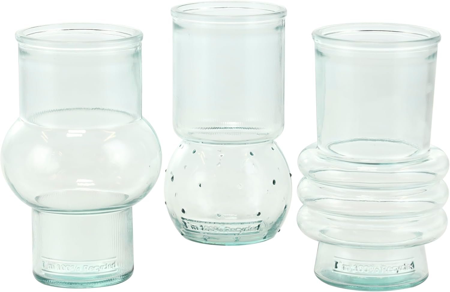 Deco 79 Recycled Glass Decorative Vase Small Bubble Style Centerpiece Vases with Varying Shapes, Set of 3 Flower Vases for Home Decoration 4″ W,7″ H, Clear