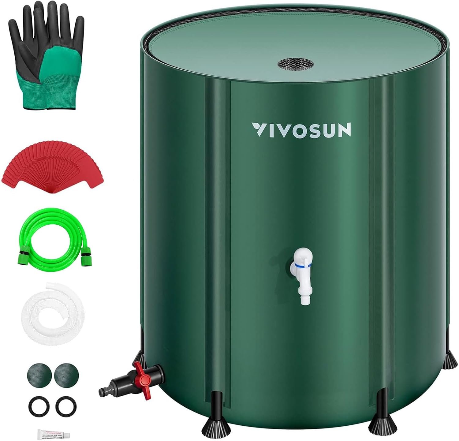 VIVOSUN Collapsible Rain Barrel, 53 Gallon Water Storage Tank, Rain System | Water Tank with 1000D Oxford Cloth, Portable Rain Collection System Includes Two Spigots and Overflow Kit, Green