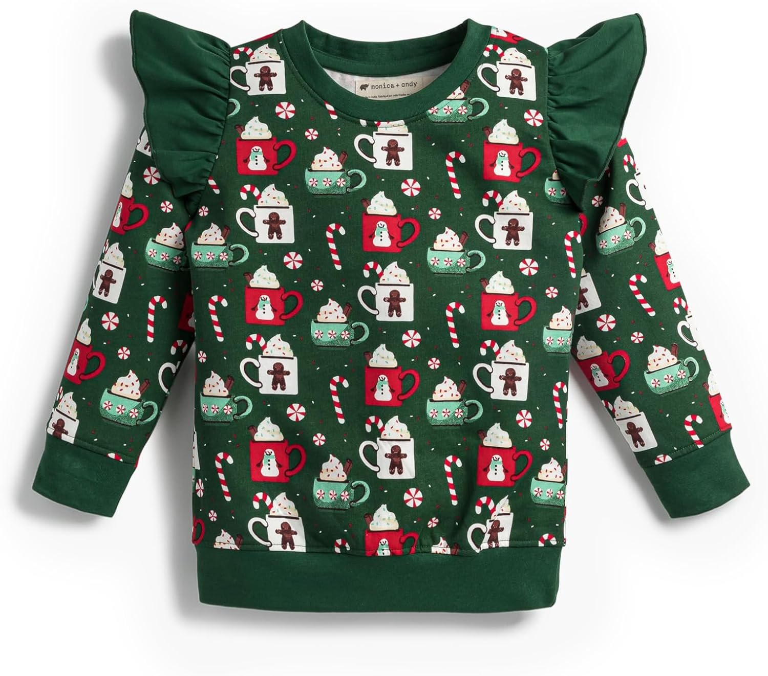 Monica + Andy Double Ruffle Sweatshirt, 100% Organic Kids Clothes for Girls, Sizes for Kids, Toddler, & Infant