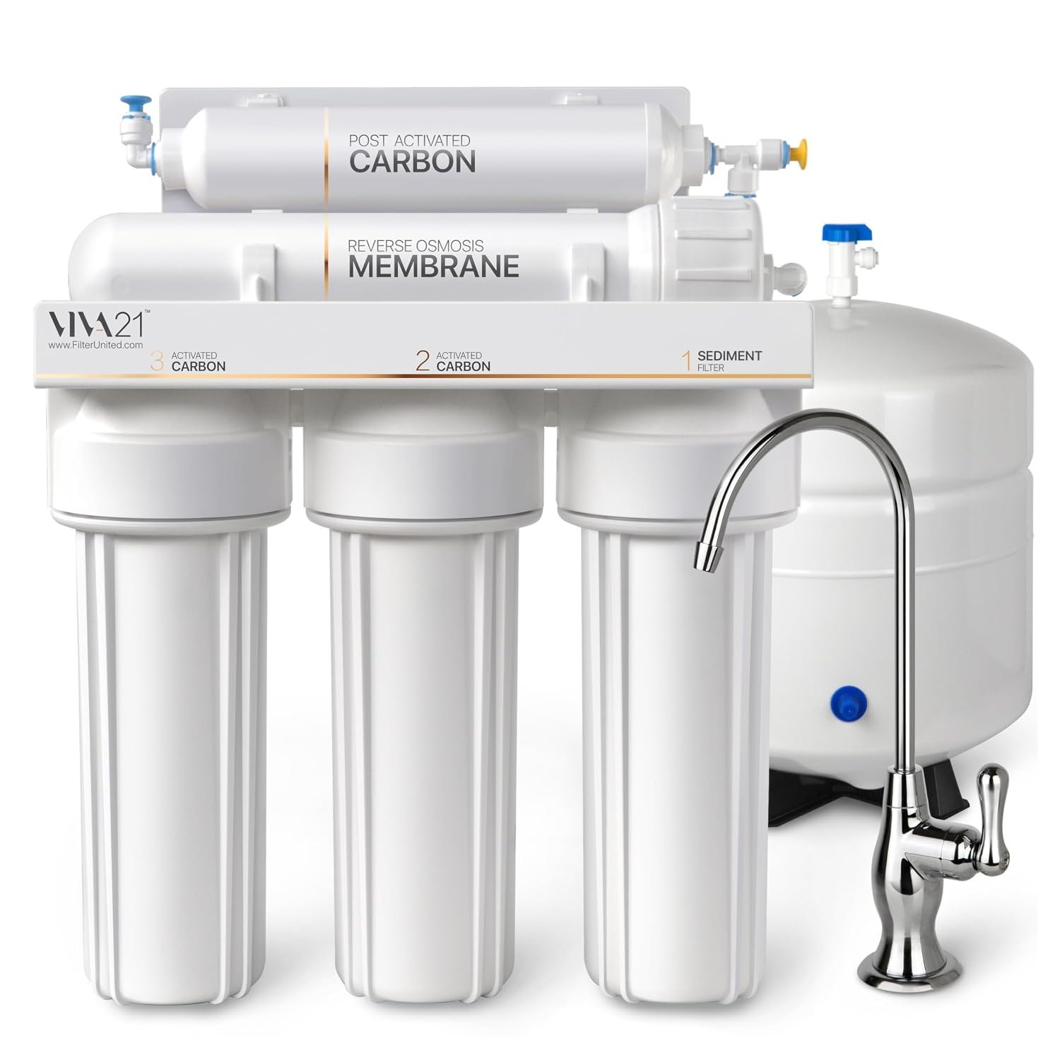 5-Stage Reverse Osmosis System, Under Sink RO Water Filter, WQA Gold Seal Certified to NSF/ANSI 58 & 372, Lead-Free Faucet, Tank, Leak Detector