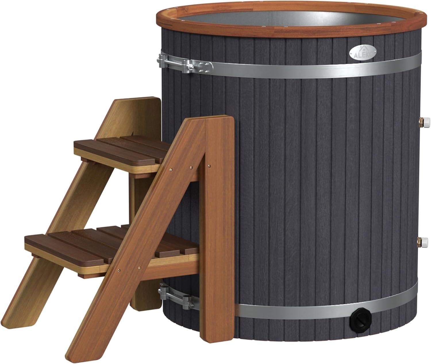 ALEKO Cold Plunge Tub 118 Gallon Steps & Cover Included | 37.5″ x 33.25″