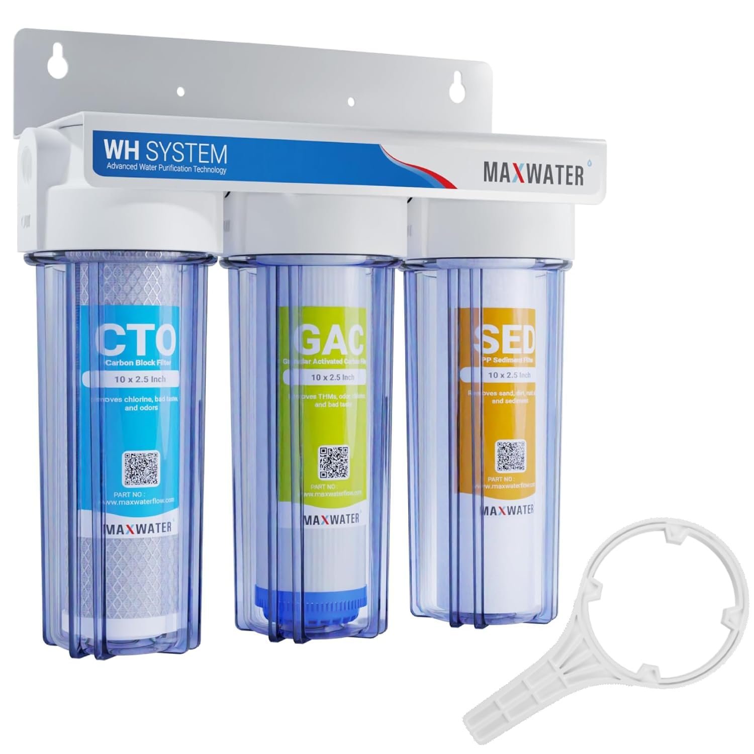 Max Water Whole House Water Filter System 3 Stage 10″ x 2.5″ for City Water