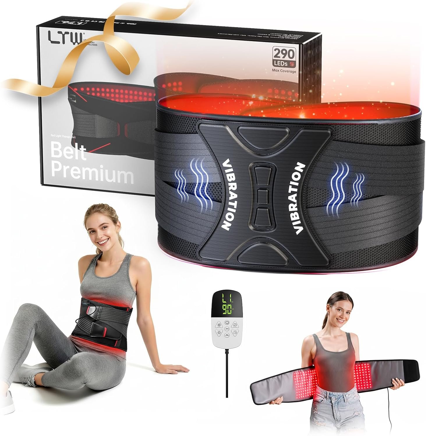 LTW Upgraded 290 LEDs Red Light Therapy Belt for Pain Relief, 49.5″ x 9.5″