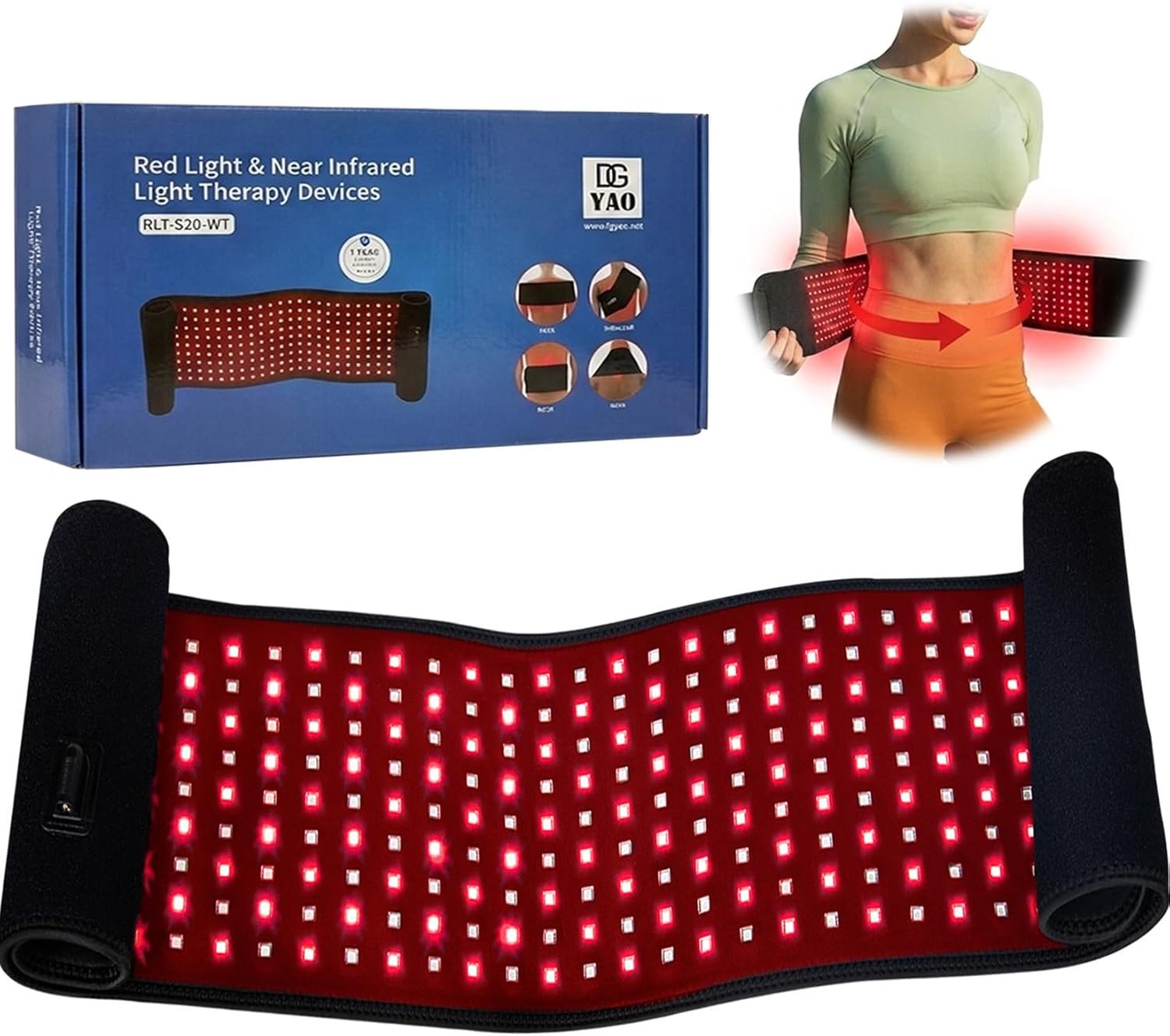 DGXINJUN Red Light Therapy Belt for Body, Infrared Light Therapy Wrap, Wearable Light Wrap for Lower Back Pain Relief Waist Belly Joint Muscle with 216 LEDs