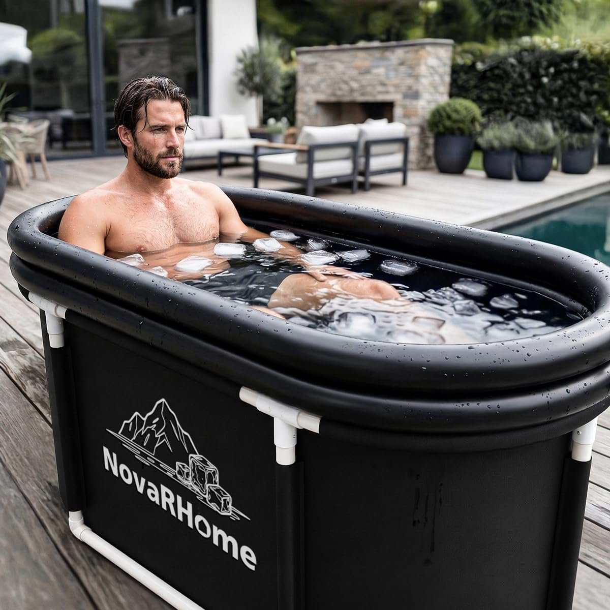 Ice Bath Tub for Athletes – 30in Deep Portable Cold Plunge for Recovery & Cold Water Therapy – 6-Layer Insulated Soaking Tub Stability & Dual-Outlet Rapid Drainage – Indoor Outdoor Adults