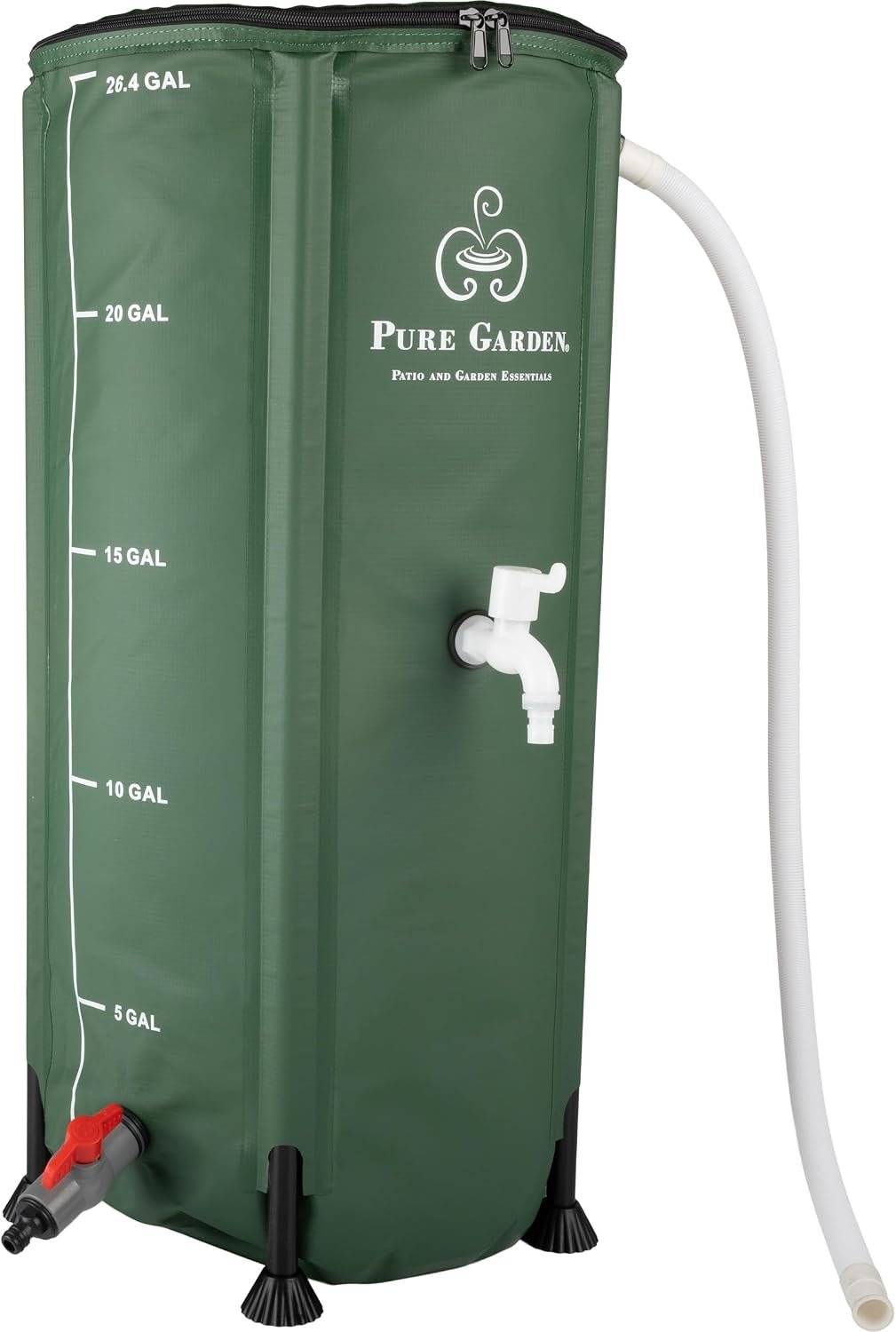 Rain Barrel – 26.4-Gallon/100-Liter Collapsible Water Container for Catching Rainwater – Portable Water Tank with Spigot by Pure Garden (Green
