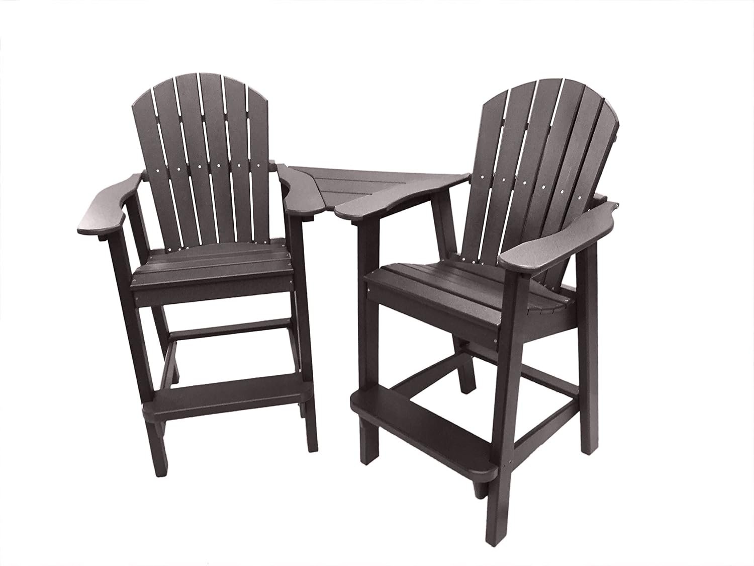 Recycled Poly Resin Balcony Chair Settee | Durable and Eco-Friendly Adirondack Armchair and Removable Side Table | This Patio Furniture is Great for Your Lawn, Garden, Swimming Pool, Deck.