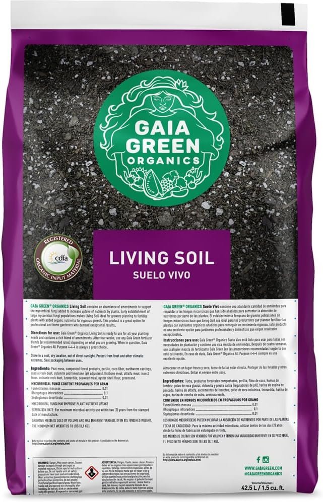 Gaia Green Organic Living Soil, 1.5 cu ft – Premium Potting Mix & Potting Soil for Indoor & Outdoor Plants, Seed Starting, Containers, Houseplants & Raised Beds – Ready to Use, Pre-Charged Organic