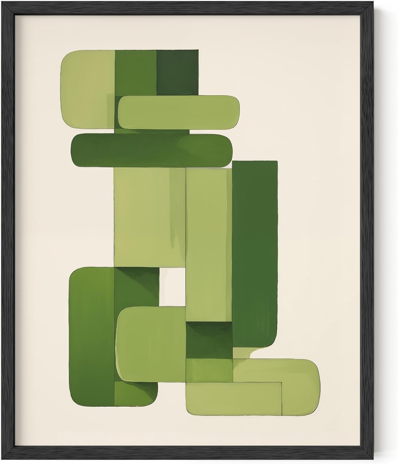 HAUS AND HUES Modern Abstract Wall Art – Blue and Green Living Room Art, Modern Artwork for Walls, Minimalist Picture for Living Room(Green Geometric, Unframed, 8×10)
