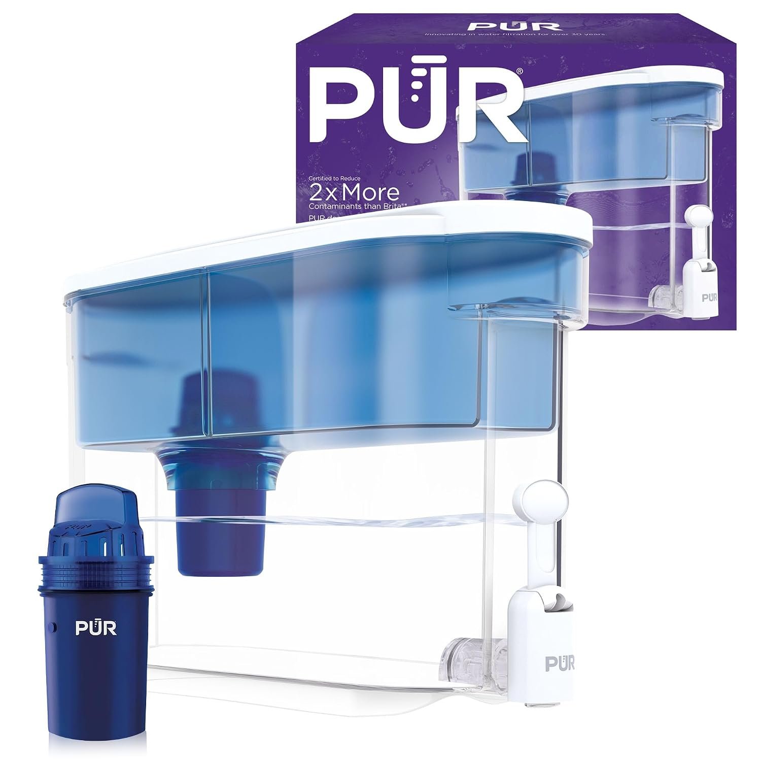 PUR 30-Cup Countertop Water Filter Dispenser, White/Blue, DS1800Z