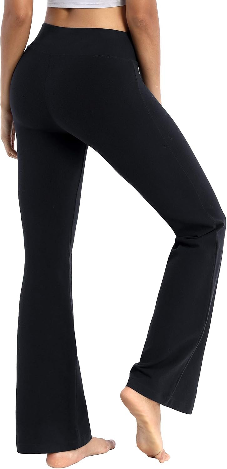 BUBBLELIME 29″/31″/33″/35″/37″ 3 Styles Women’s High Waist Bootcut Yoga Pants Basic/Side Pockets Tummy Control Workout Flared